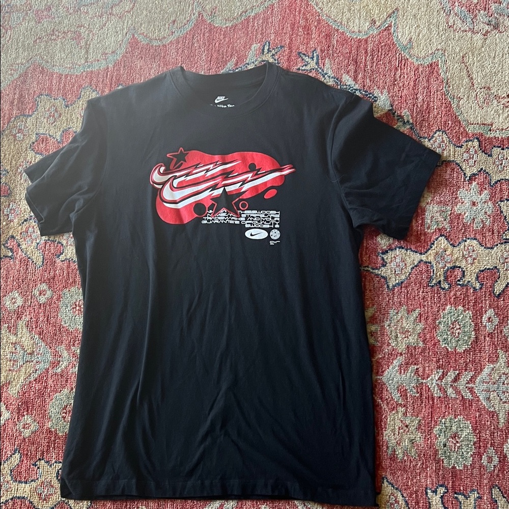 Nike Men's Black Tee with Red Graphic
